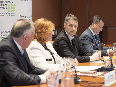Ljubljana, Gospodarska zbornica Slovenije. Novinarska konferenca GZS o vplivu povecanja stroskov dela na konkurencnost podjetij, prizadetih panogah in pricakovanih ukrepih vlade ter odziv na izjave vlade in sindikatov o stanju v gospodarstvu.
