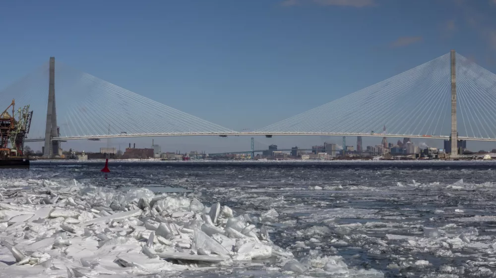 08 February 2026, US, Detroit: US President Donald Trump is threatening not to let the new Gordie Howe International Bridge open unless the U.S. is given half ownership. Canada paid for virtually all of the project. The bridge links the United States and Canada across the Detroit River. Photo: Jim West/ZUMA Press Wire/dpa