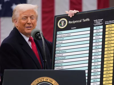 FILE - President Donald Trump speaks during an event to announce new tariffs in the Rose Garden at the White House, April 2, 2025, in Washington. (AP Photo/Mark Schiefelbein, File)