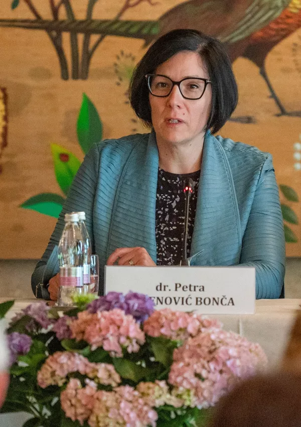 Brdo pri Kranju, Grad Brdo.Prvi predsednicin forum, namenjen podrocju zdravstva.Profesorja na ljubljanski ekonomski fakulteti Mitja Cok in Petra Do&scaron;enović Bonča. / Foto: Tamino Petelinsek/sta