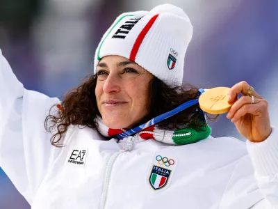 Italija, Cortina d'Ampezzo.Zimske olimpijske igre 2026.Alpsko smucanje, zenski superveleslalom.Olimpijska prvakinja, italijanska smucarka Federica Brignone.