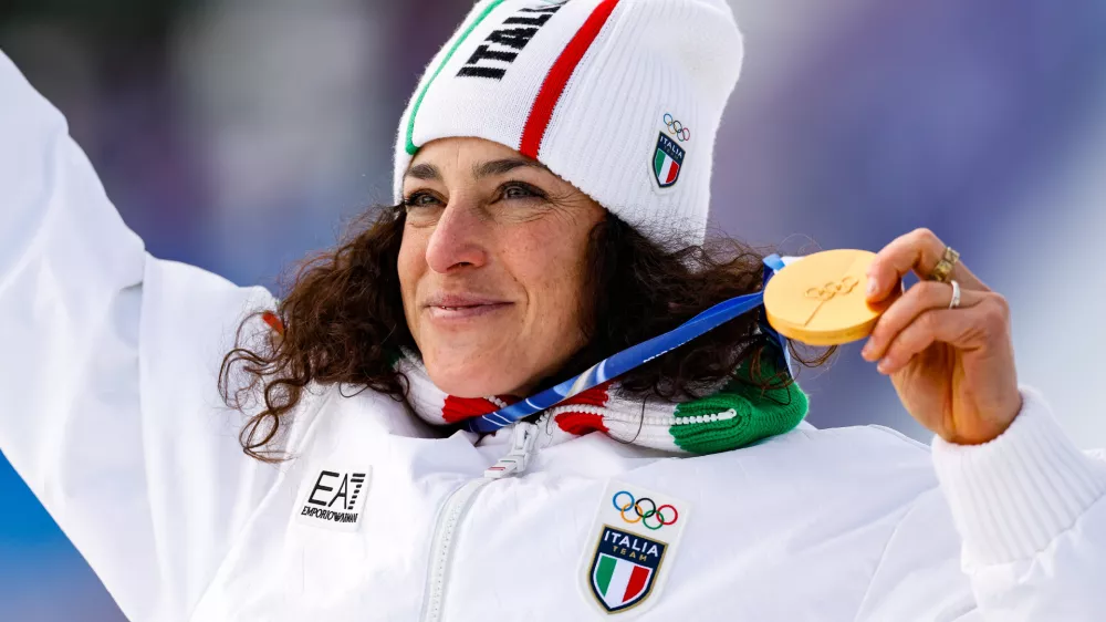 Italija, Cortina d'Ampezzo.Zimske olimpijske igre 2026.Alpsko smucanje, zenski superveleslalom.Olimpijska prvakinja, italijanska smucarka Federica Brignone.