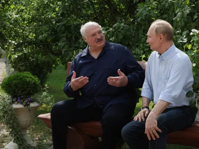 01 August 2025, Russia, Valaam: Belarusian President Alexander Lukashenko (L) and Russia's President Vladimir Putin visit Smolensk Skete of Valaam Monastery. Photo: Gavriil Grigorov/TASS via ZUMA Press/dpa