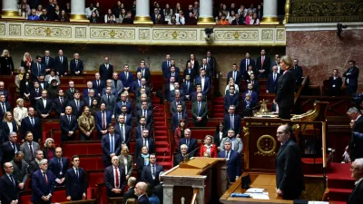 Members of parliament and members of the French government attend a minute of silence in tribute to Quentin Deranque, a young far-right activist who died from injuries after a violent assault in Lyon, before the questions to the government session at the National Assembly in Paris, France, February 17, 2026. REUTERS/Sarah Meyssonnier