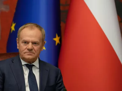 FILE - Poland's Prime Minister Donald Tusk looks on in the Serbia Palace in Belgrade, Serbia, Thursday, Oct. 24, 2024. (AP Photo/Darko Vojinovic, File)