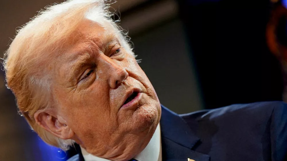 FILE PHOTO: U.S. President Donald Trump speaks during a press briefing at the White House, following the Supreme Court's ruling that Trump had exceeded his authority when he imposed tariffs, in Washington, D.C., U.S., February 20, 2026. REUTERS/Elizabeth Frantz REFILE - CORRECTING MONTH/File Photo