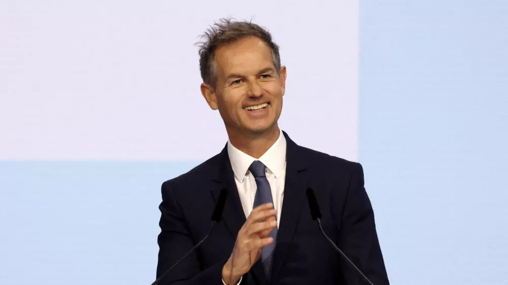 FILE PHOTO: Olympics - 144th IOC Session including the election of IOC President - Costa Navarino, Pylos, Greece - March 20, 2025 President of the French Alps 2030 Winter Olympics organizing committee Edgar Grospiron during the 144th IOC Session REUTERS/Louisa Gouliamaki/File Photo