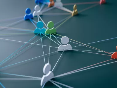 A concept that expresses the hyper-connected society of modern society by connecting people icons with lines, 3d rendering. / Foto: Mesh Cube Getty Images