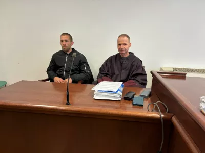 Zagovor Marka Belcla (levo, ob njem je zagovornik Andrej Gerlovič) je bil zelo kratek. 