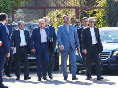 Iranian negotiating delegation departs for the site of the talks with U.S., in Geneva, Switzerland, February 26, 2026. Iranian Foreign Ministry/WANA (West Asia News Agency)/ Handout via REUTERS ATTENTION EDITORS - THIS PICTURE WAS PROVIDED BY A THIRD PARTY.