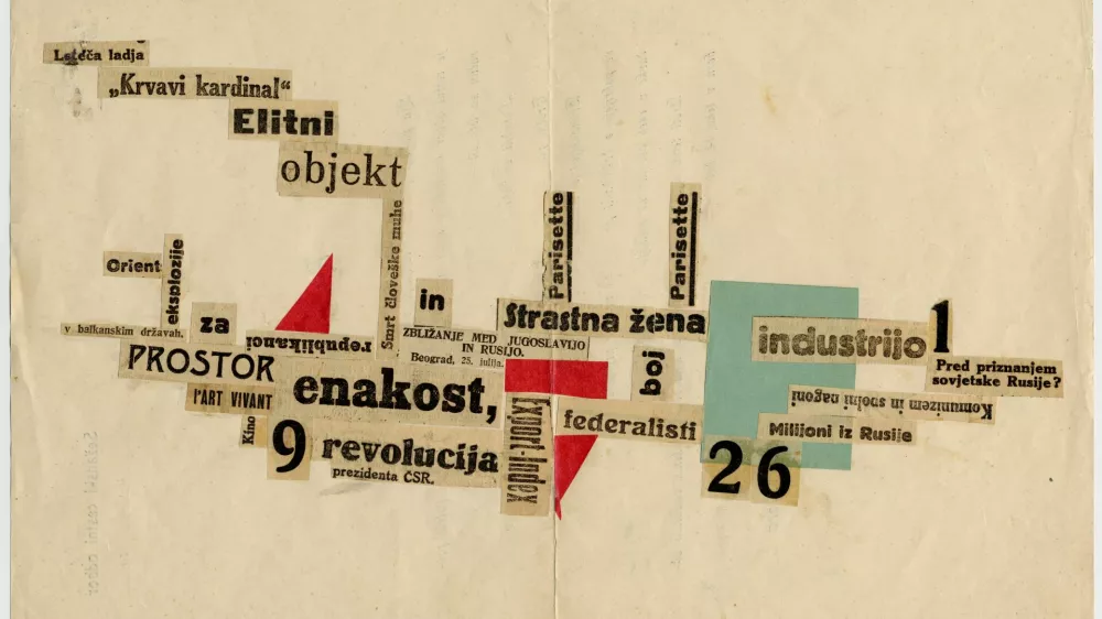 2. Srečko Kosovel,&nbsp;Leteča ladja, kolaž, 1926 (Narodna in univerzitetna knjižnica, Ljubljana) / Foto: Arhiv Nuk