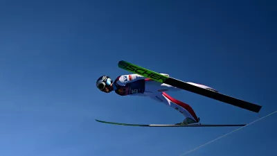 Ski Jumping - FIS Ski Jumping World Cup - Kulm, Tauplitz, Austria - February 28, 2026 Austria's Stephan Embacher in action during the men's flying hill HS235 first round REUTERS/Christian Bruna