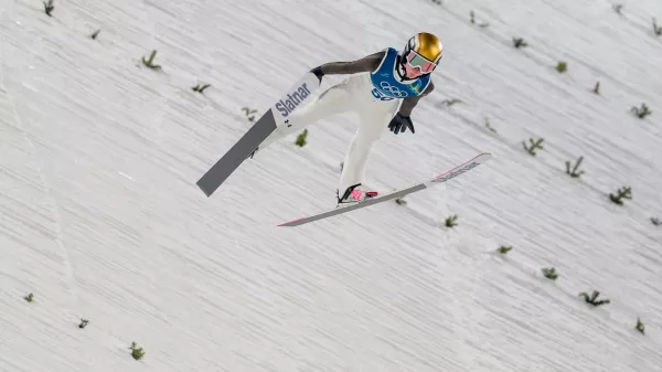 Italija, Predazzo.Zimske olimpijske igre 2026.Smucarski skoki, velika skakalnica, zenske, druga serija.Slovenka Nika Prevc.