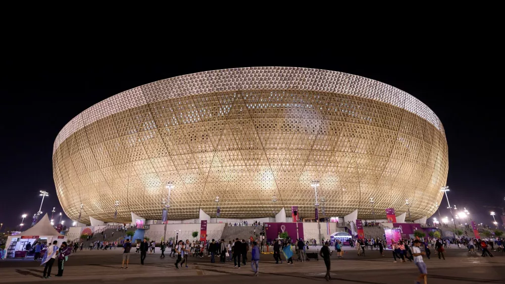 FILE PHOTO: Dec 13, 2022; Lusail, Qatar; A general view of the exterior of Lusail Stadium before the semifinal match between Croatia and Argentina during the 2022 World Cup. Mandatory Credit: Yukihito Taguchi-USA TODAY Sports/File Photo
