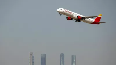 FILE PHOTO: An Iberia Express Airbus A321-200 airplane takes off from the Adolfo Suarez Madrid-Barajas airport as seen from Paracuellos del Jarama, outside Madrid, Spain, August 8, 2018. REUTERS/Paul Hanna/File Photo