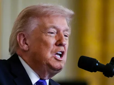 FILE PHOTO: U.S. President Donald Trump speaks, as a patch of blemished skin is visible above his shirt collar, during a Medal of Honor ceremony at the White House in Washington, D.C., U.S., March 2, 2026. REUTERS/Ken Cedeno/File Photo