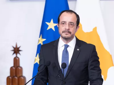 President of the Republic of Cyprus Nikos Christodoulidis at Palazzo Chigi in Rome (Photo by Matteo Nardone / ipa-agency.net/IPA/Sipa USA)No Use United Kingdom. No Use Italy. No Use Vatican City.