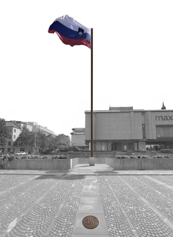 Zvi&scaron;ano priznanje natečaja za spomenik slovenske osamosvojitve avtorja Vuk Ćosić s sodelavci, konzultanti in izvedenci Ireno W&ouml;lle, Aleksandrom Vujovićem, SUPA, Božidarjem Repetom, Karpo Godina, Milo&scaron; Srdić, Filip Dobranić in Marko Plahuta