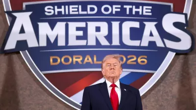 U.S. President Donald Trump attends the "Shield of the Americas" Summit in Miami, Florida, U.S., March 7, 2026. REUTERS/Kevin Lamarque