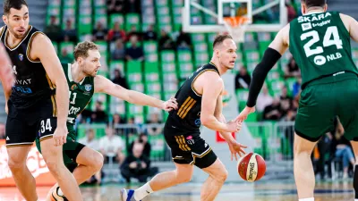 Klemen Prepelič in action during ABA League 2025/2026 basketball match between Cedevita Olimpija (SLO) and Dubai (UAE) in Stozice, Ljubljana, Slovenia on March 8, 2026