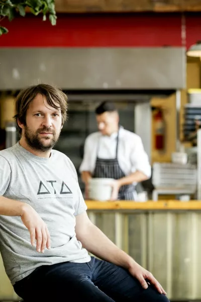Danish chef Rene Redzepi, co-owner of the restaurant Noma in Copenhagen, Denmark, poses for a photograph prior to a premiere of "Ants on a Shrimp" in Amsterdam, on September 1, 2016. The documentary is about the chef-cook who along with his team enters the biggest culinary experiment in his life.,Image: 298534230, License: Rights-managed, Restrictions: Netherlands OUT, Model Release: no