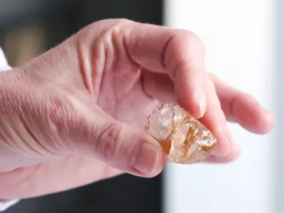 RUSSIA, MOSCOW - FEBRUARY 5, 2026: A diamond is on display at Alrosa's United Selling Organisation (USO),Image: 1072486024, License: Rights-managed, Restrictions: * Switzerland And Russia Rights Out *, Model Release: no