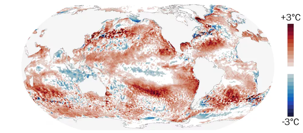 Anomalije v temperaturi morja marca letos / Foto: Anomalije V Temperaturi Morja Marca Leta 1982