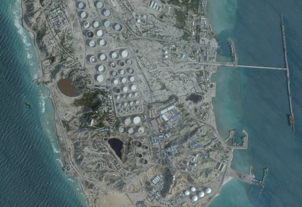 A satellite image shows an oil terminal at Kharg Island, Iran, February 25, 2026. 2026 Planet Labs PBC/Handout via REUTERS  THIS IMAGE HAS BEEN SUPPLIED BY A THIRD PARTY. MANDATORY CREDIT