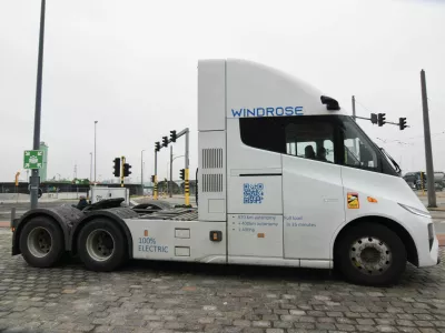 The Global E700, a heavy-duty electric truck developed by Chinese startup Windrose, will start sales in Europe this year in Antwerp, Belgium, January 29, 2026. REUTERS/Nick Carey