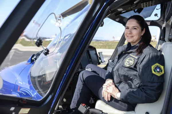 - 04.03.2026 - Pilotka policijskega helikopterja Breda &Scaron;prajcar//FOTO: Jaka Gasar / Foto: Jaka Gasar
