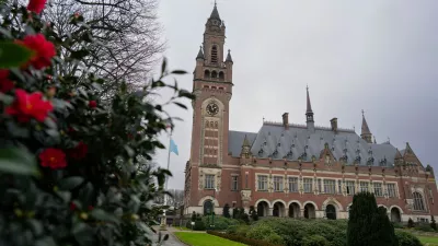 FILE - A view of the peace Palace housing the International Court of Justice, the UN's top court, is seen, Feb. 2, 2024, in The Hague, Netherlands. (AP Photo/Peter Dejong, File)