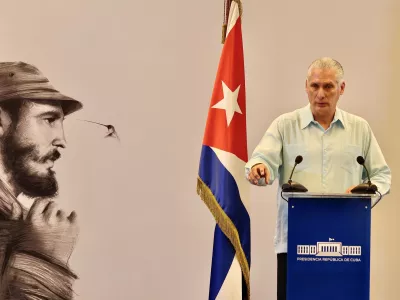 Cuba's President Miguel Diaz-Canel addresses members of the government in Havana, Cuba, March 13, 2026. Alejandro Azcuy/Cuba Presidency/Handout via REUTERS ATTENTION EDITORS - THIS IMAGE HAS BEEN SUPPLIED BY A THIRD PARTY NO RESALES. NO ARCHIVES