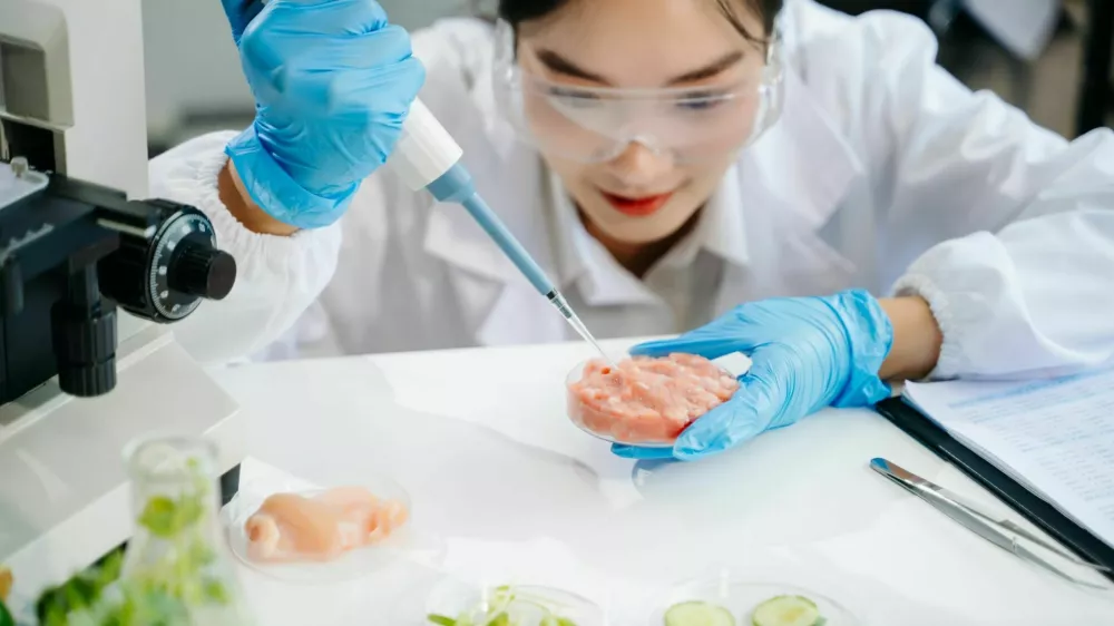 Food scientists in lab coats, testing samples, and analyzing food safety and quality in a modern laboratory environment. / Foto: Nuttapong Punna