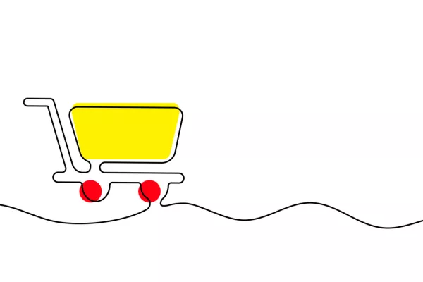 Single continuous line drawing of shopping cart. Shop basket one line icon. Buy outline symbol. Vector illustration / Foto: Getty Images Svitlana Hrebonkina