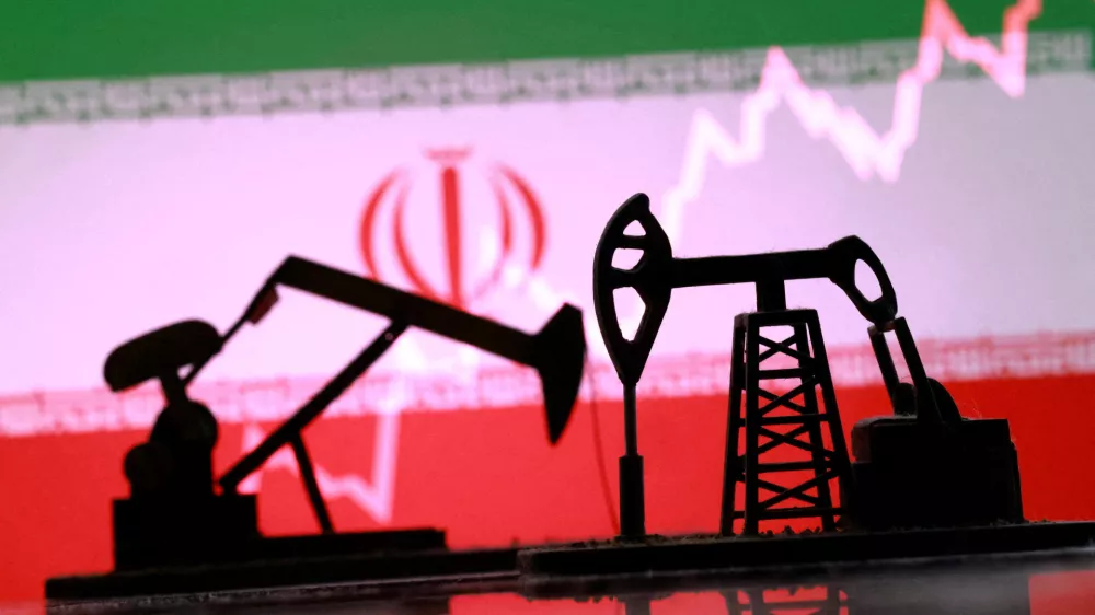 FILE PHOTO: 3D-printed oil pump jacks, Iranian flag, and a rising stock graph appear in this illustration taken March 2, 2026. REUTERS/Dado Ruvic/Illustration/File Photo