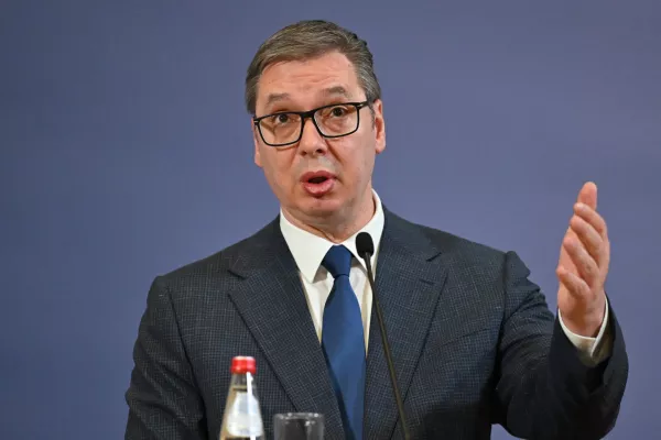 FILED - 07 February 2024, Serbia, Belgrad: Aleksandar Vucic, President of Serbia, speaks during a press conference in Berlin. Photo: Soeren Stache/dpa / Foto: Soeren Stache