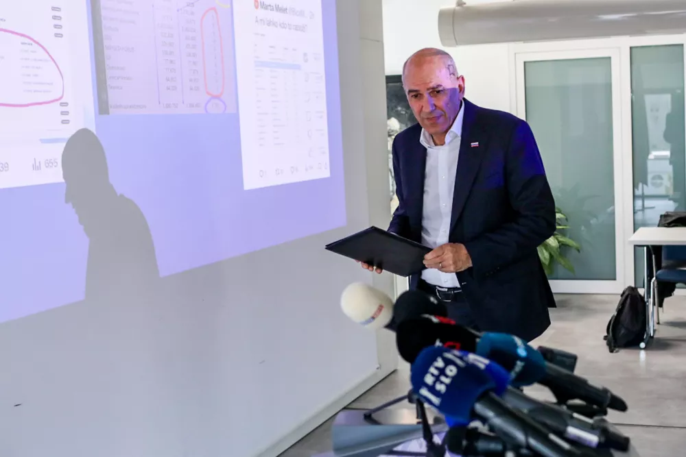 24.03.2026. Tiskovna konferenca SDS o volilnih prevarah. Janez Jan&scaron;a. foto: Bojan Velikonja