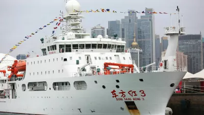 Dong Fang Hong 3, a deep-sea research vessel, docks at a pier as she joins the Ocean University of China's fleet of Dong Fang Hong scientific research vessels, in Qingdao, Shandong province, China October 25, 2019. cnsphoto via REUTERS ATTENTION EDITORS - THIS IMAGE WAS PROVIDED BY A THIRD PARTY. CHINA OUT./File Photo     To Match CHINA-MILITARY/OCEAN-MAPPING