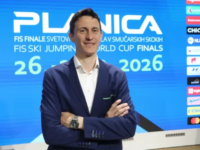 Peter Prevc18.3.2026 - Anovinarska konferenca, na kateri bodo člani organizacijskega komiteja Planica predstavili vse podrobnosti organizacije leto&scaron;njega finala svetovnega pokala.Foto: Luka Cjuha