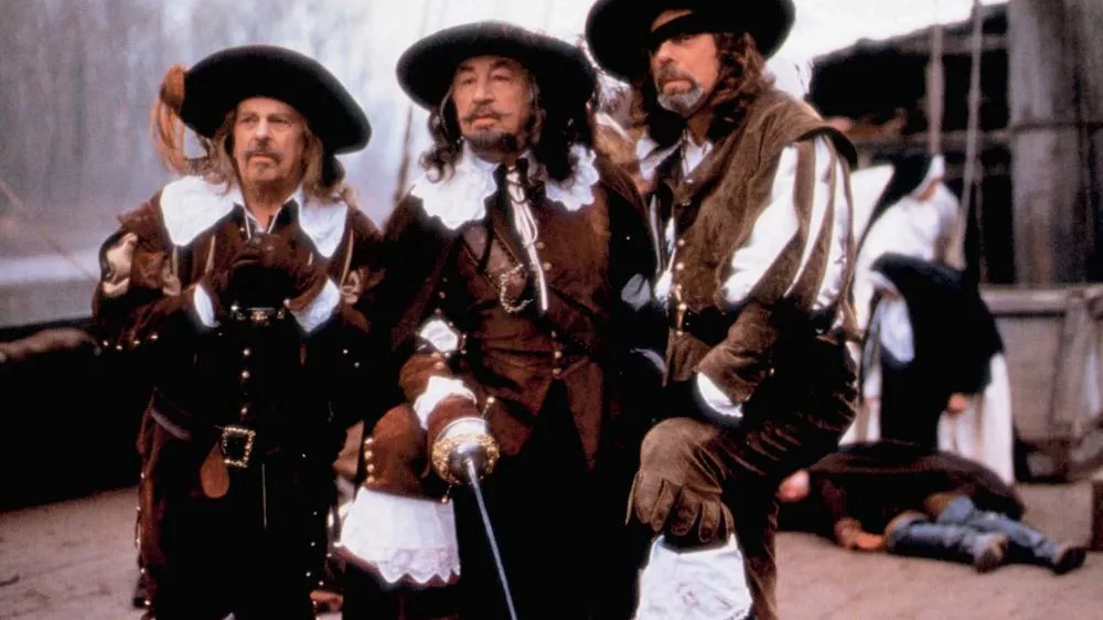 D'Artagnanova hči, fra. filmREVENGE OF THE MUSKETEERS, (aka LA FILLE D'ARTAGNAN), from left: Raoul Billerey, Philippe Noiret, Jean-Luc Bideau, 1994, &copy; BAC Films