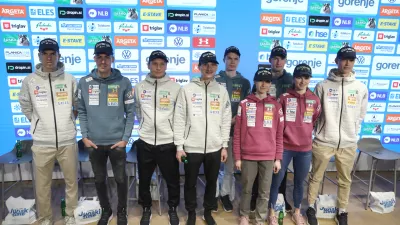 24.3.2026 - novinarska konferenca mo&scaron;ke in ženske reprezentance Slovenije pred bližnjim finalom svetovnega pokala v smučarskih poletih v Planici.Foto: Luka Cjuha