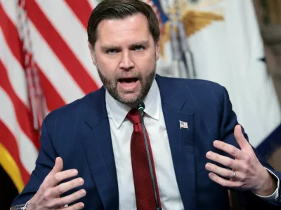 U.S. Vice President J.D. Vance convenes the first meeting of U.S. President Donald Trump's anti-fraud task force at the Eisenhower Executive Office Building on the White House campus in Washington, D.C., U.S., March 27, 2026. REUTERS/Jonathan Ernst