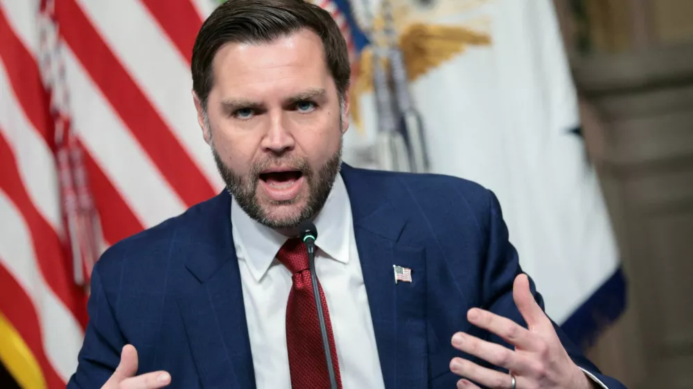 U.S. Vice President J.D. Vance convenes the first meeting of U.S. President Donald Trump's anti-fraud task force at the Eisenhower Executive Office Building on the White House campus in Washington, D.C., U.S., March 27, 2026. REUTERS/Jonathan Ernst