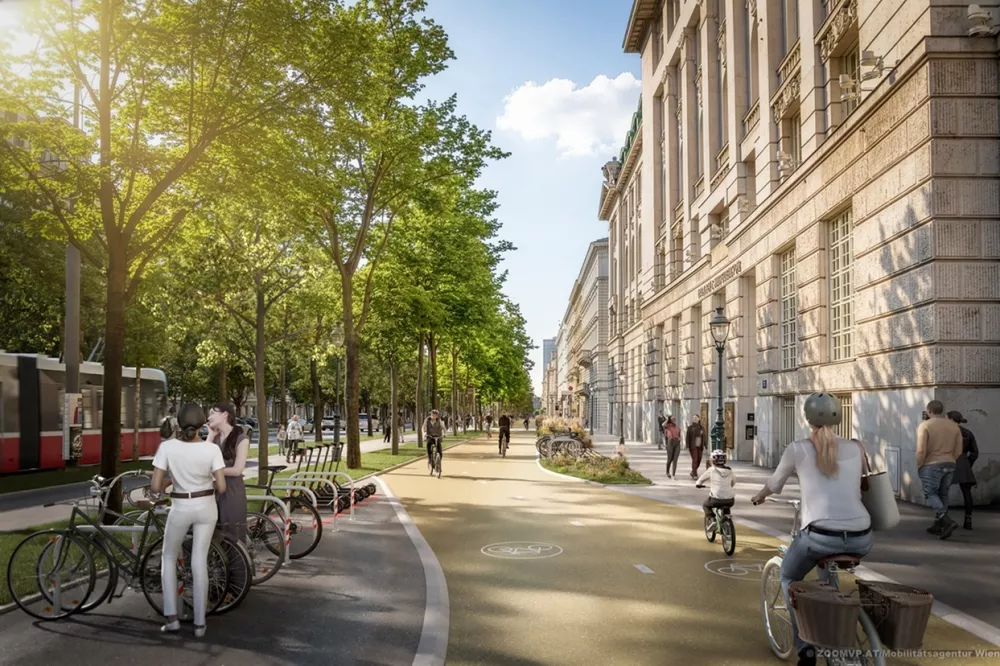 Po prenovi bo več prostora za pe&scaron;ce in kolesarje. &copy; Mobilit&auml;tsagentur Wien_ZOOMVP.AT (1)