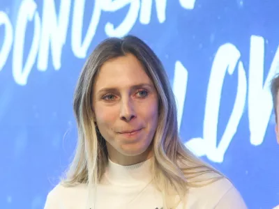  - Reprezentanca Alpske discipline,- Ana Bucik Jogan,- 27.01.2026. - Novinarska konferenca Olimpijskega komiteja Slovenije z uradno predstavitvijo reprezentance za nastop na olimpijskih igrah 2026 v Italiji.//FOTO: Bojan Velikonja