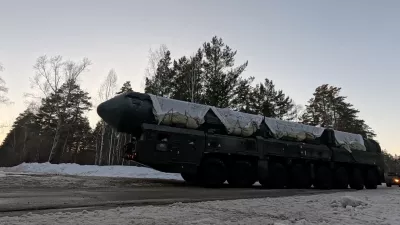 Russia's Yars intercontinental ballistic missile system unit drives during drills by the country's strategic missile forces in an unknown location in Siberia, Russia, in this image taken from handout footage released April 2, 2026. Russian Defence Ministry/Handout via REUTERS ATTENTION EDITORS - THIS IMAGE WAS PROVIDED BY A THIRD PARTY. NO RESALES. NO ARCHIVES. MANDATORY CREDIT.