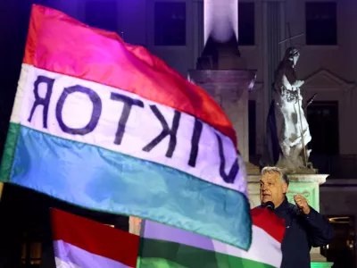 FILE PHOTO: Hungarian Prime Minister Viktor Orban speaks during an election campaign rally in Gyor, Hungary, March 27, 2026. REUTERS/Bernadett Szabo/File Photo