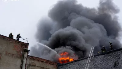 Firefighters work at the site of a Russian drone strike, amid Russia's attack on Ukraine, in Lutsk, Ukraine April 1, 2026. Press service of the State Emergency Service of Ukraine in Volyn region/Handout via REUTERS ATTENTION EDITORS - THIS IMAGE HAS BEEN SUPPLIED BY A THIRD PARTY. WATERMARK FROM SOURCE. MANDATORY CREDIT. BEST QUALITY AVAILABLE.