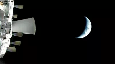 In this photo provided by NASA, a view of the Earth from NASA's Orion spacecraft as it orbits above the planet during the Artemis II test flight, on Thursday, April 2, 2026. (NASA via AP)