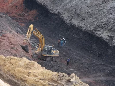 TUZLA, BOSNIA AND HERZEGOVINA - FEBRUARY 22: Bosnian rescuers search for miners at a coal mine following a landslide in the village of Dubrave, near Tuzla on February 22, 2015. Miners collecting coal were buried under a landslide after a minor earthquake shook Tuzla canton in northeastern Bosnia caused a landslide at 10 p.m. Saturday night, leading to the deaths of Arif Alibasic, Edin Heric, Alem Dedic and Adel Sehic. Mersiha Besic / Anadolu Agency,Image: 219643182, License: Rights-managed, Restrictions:, Model Release: no